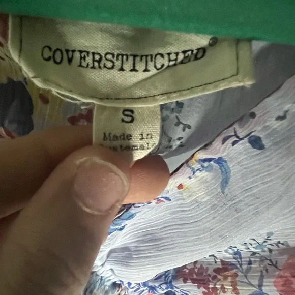 see-through floral top, size S, color blue - Picture 3 of 4